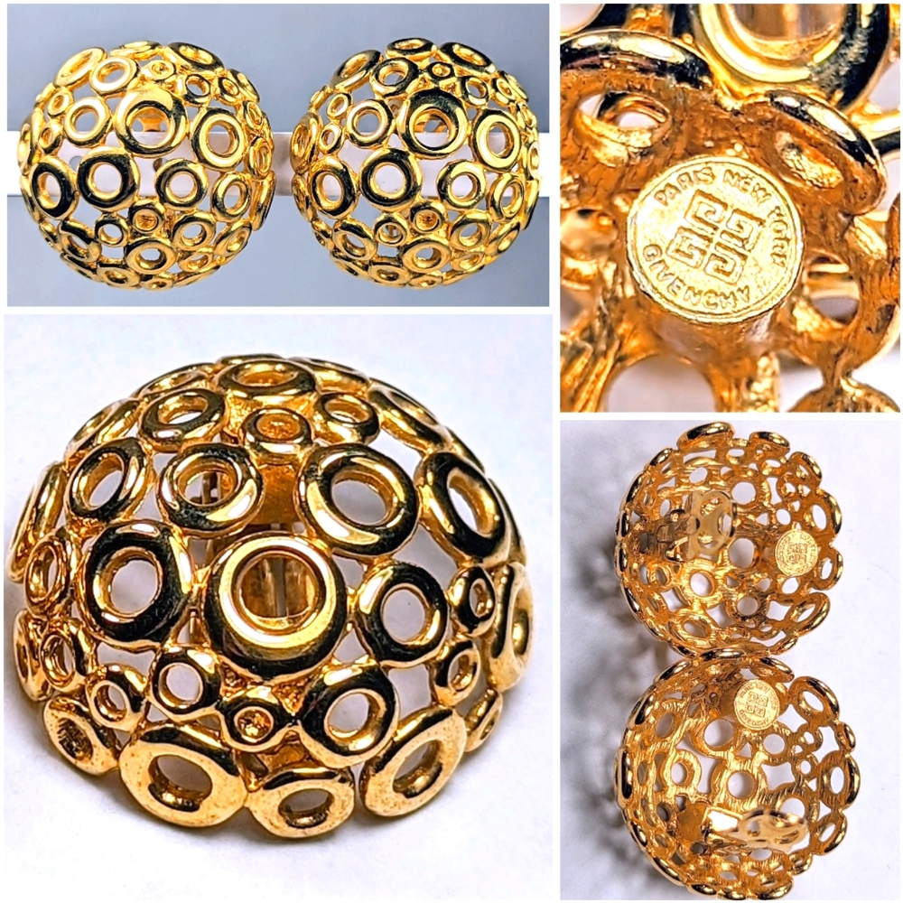 Authentic Gold Plated Vintage Givenchy Clip-On Earrings